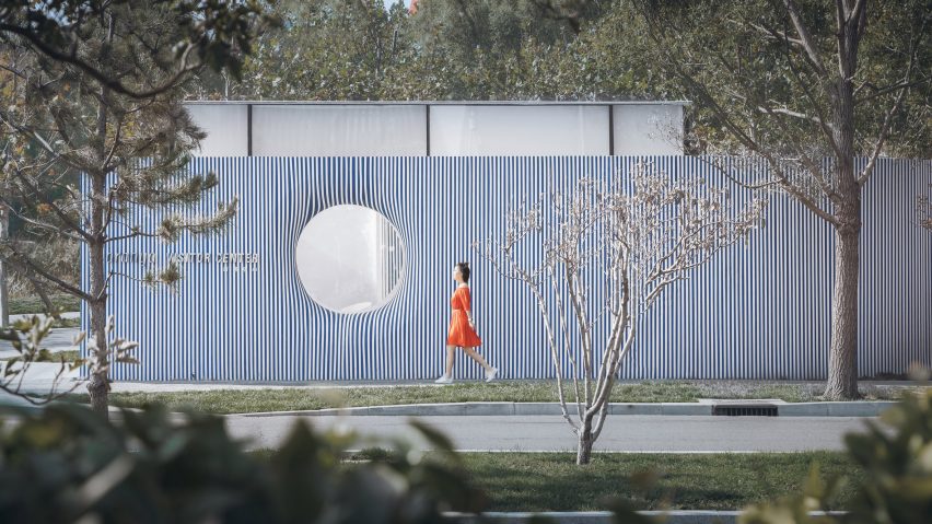 Wutopia Lab wraps visitor centre with striped wall inspired by nautical shirts