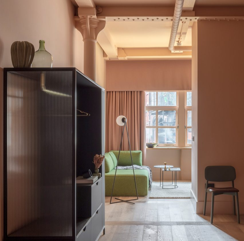 Interiors of Whitworth Locke Manchester hotel, designed by Grzywinski + Pons