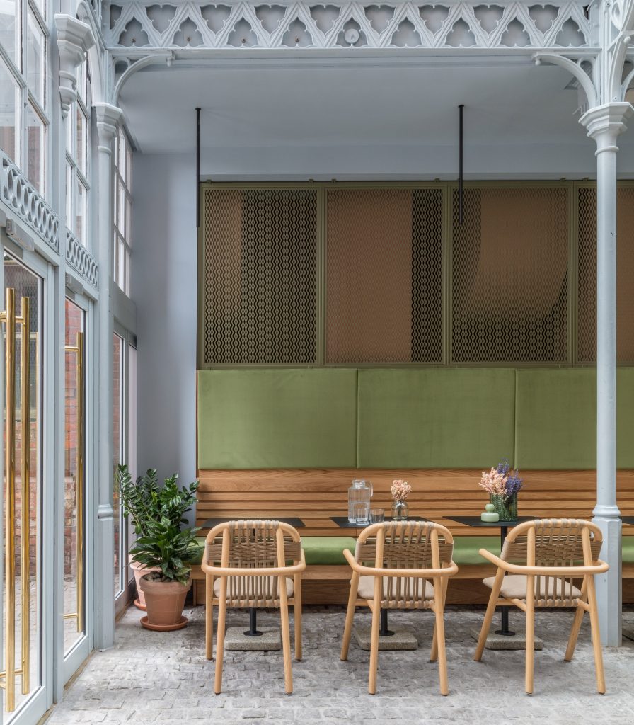 Interiors of Whitworth Locke Manchester hotel, designed by Grzywinski + Pons