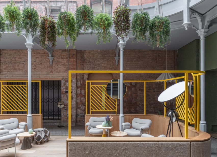 Interiors of Whitworth Locke Manchester hotel, designed by Grzywinski + Pons