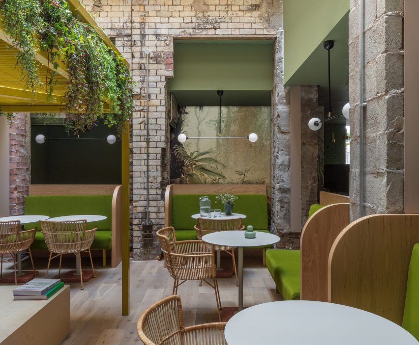 Interiors of Whitworth Locke Manchester hotel, designed by Grzywinski + Pons
