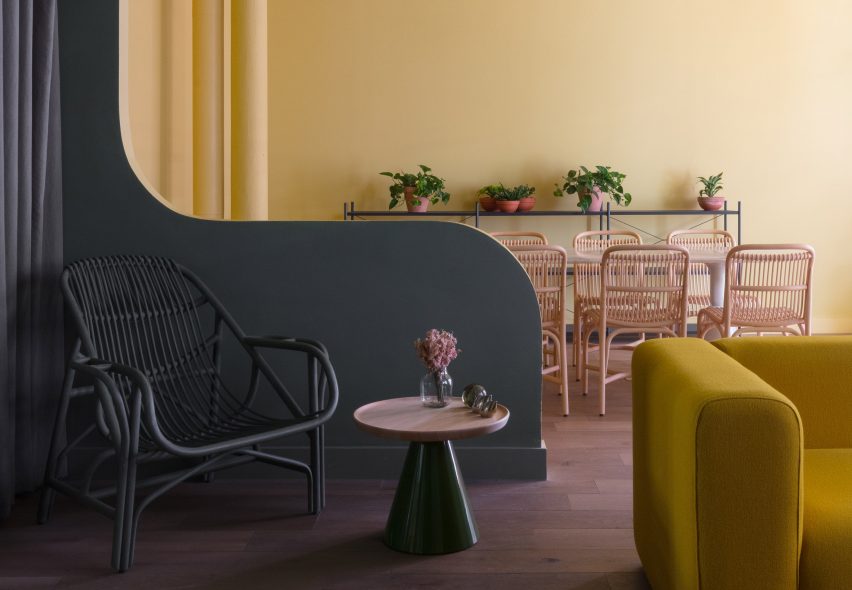 Interiors of Whitworth Locke Manchester hotel, designed by Grzywinski + Pons