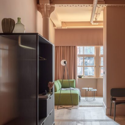 Interiors of Whitworth Locke Manchester hotel, designed by Grzywinski + Pons