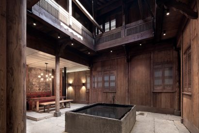 Interiors of Wuyuan Skywells hotel, designed by anySCALE Architecture Design