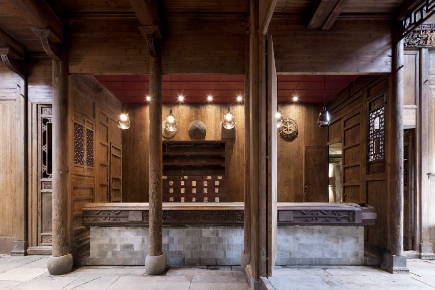 Interiors of Wuyuan Skywells hotel, designed by anySCALE Architecture Design