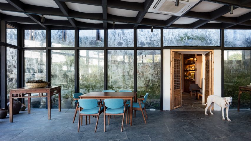 Interiors of Wuyuan Skywells hotel, designed by anySCALE Architecture Design