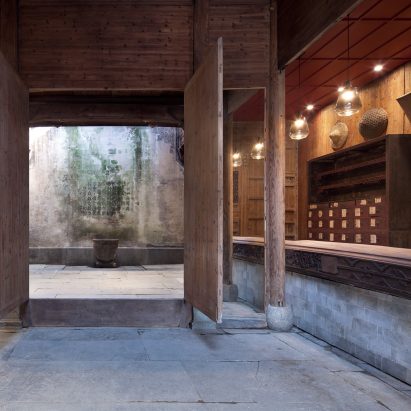 Interiors of Wuyuan Skywells hotel, designed by anySCALE Architecture Design
