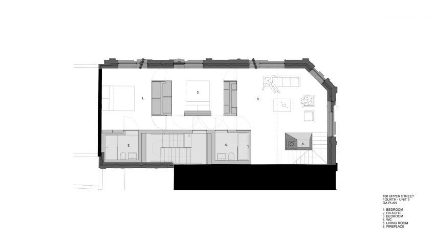 Plans of 168 Upper Street in London by Amin Taha Architects
