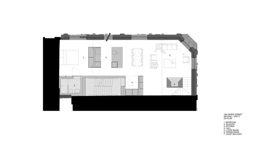 Plans of 168 Upper Street in London by Amin Taha Architects