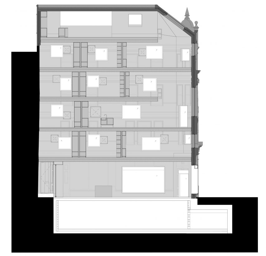 Plans of 168 Upper Street in London by Amin Taha Architects