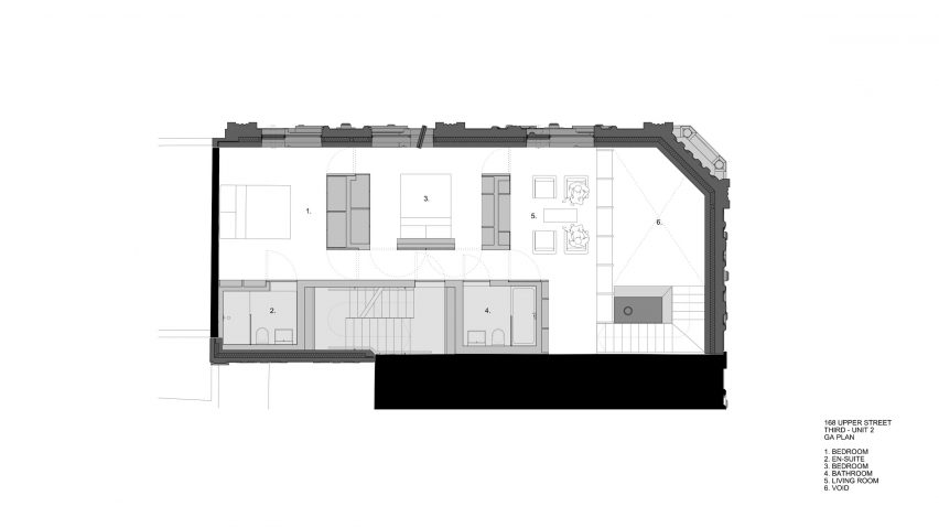 Plans of 168 Upper Street in London by Amin Taha Architects