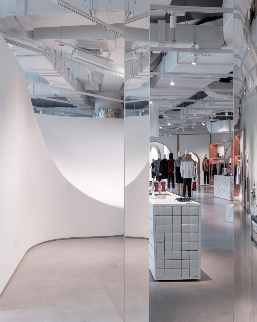 Interiors of Assemble by Réel store in Shanghai, designed by Kokaistudios