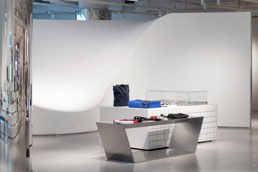 Interiors of Assemble by Réel store in Shanghai, designed by Kokaistudios