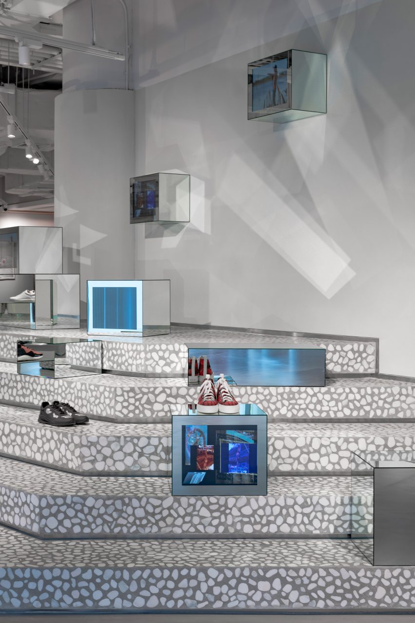 Interiors of Assemble by Réel store in Shanghai, designed by Kokaistudios