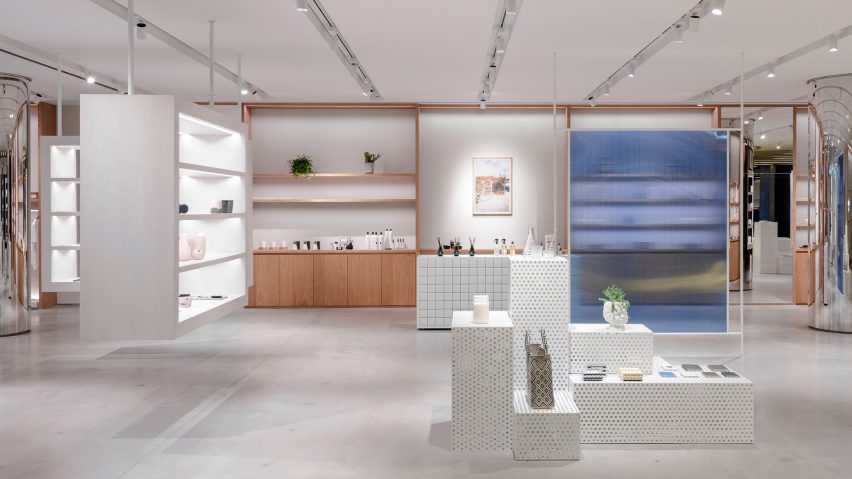 Interiors of Assemble by Réel store in Shanghai, designed by Kokaistudios