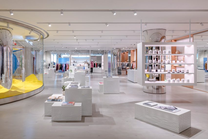 Interiors of Assemble by Réel store in Shanghai, designed by Kokaistudios