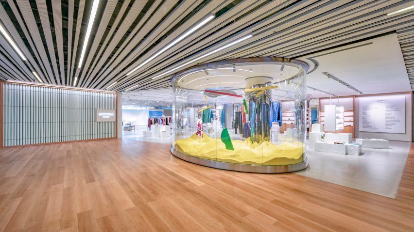 Interiors of Assemble by Réel store in Shanghai, designed by Kokaistudios