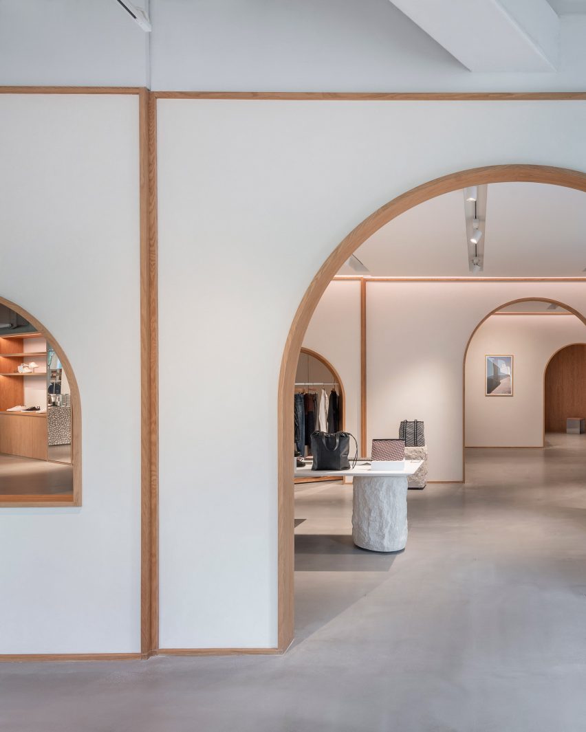 Interiors of Assemble by Réel store in Shanghai, designed by Kokaistudios