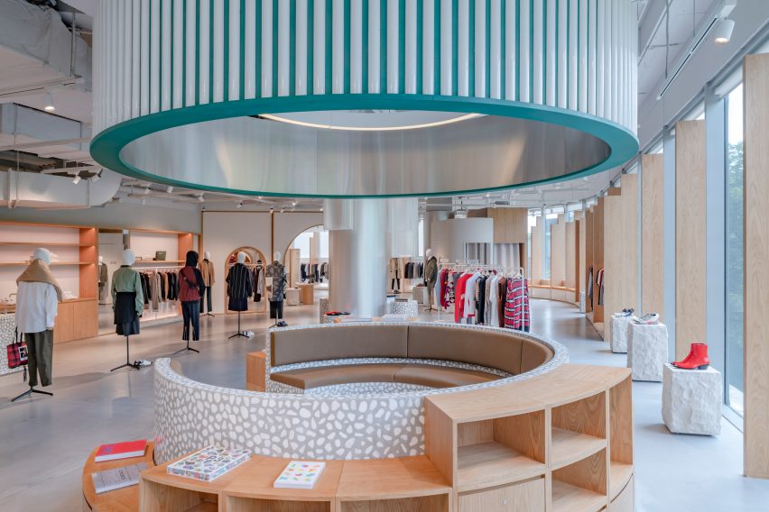 Interiors of Assemble by Réel store in Shanghai, designed by Kokaistudios