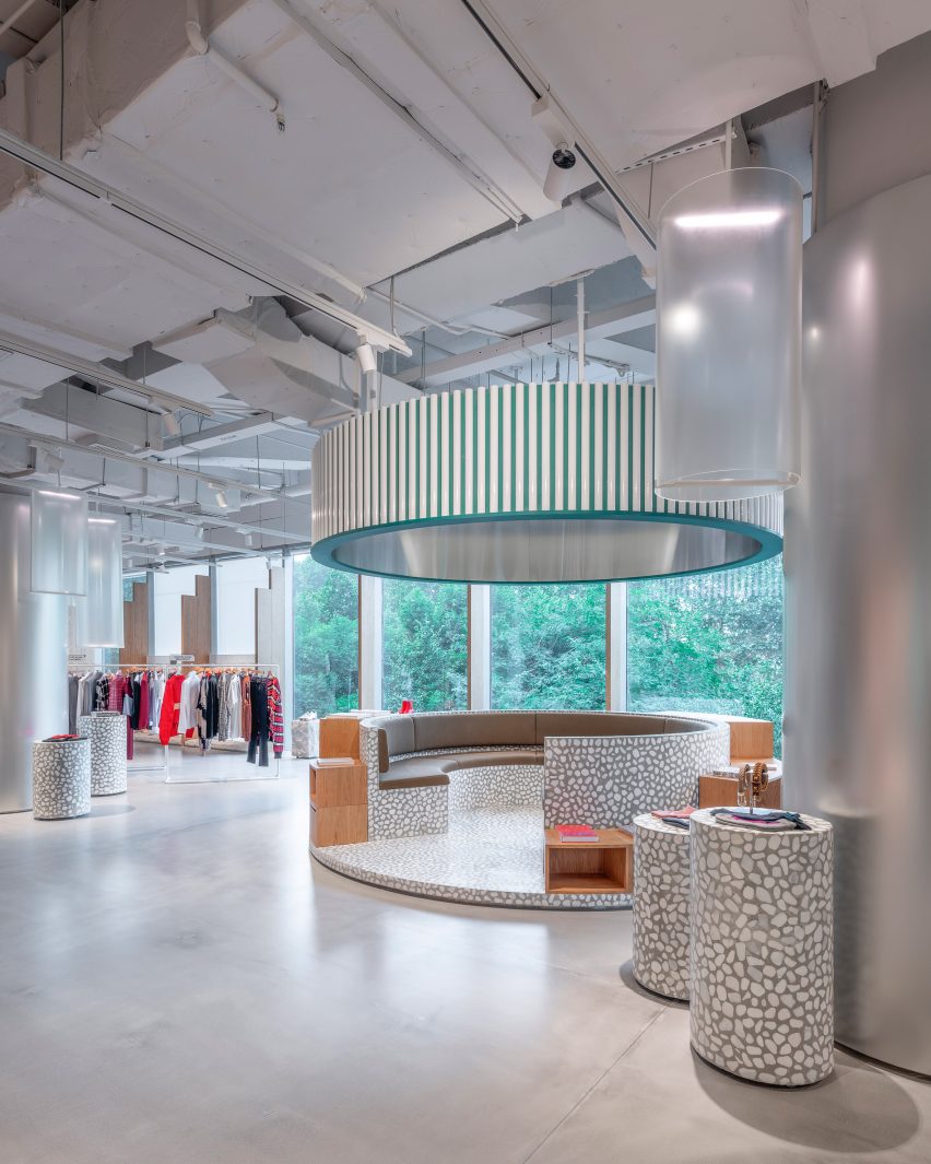 Interiors of Assemble by Réel store in Shanghai, designed by Kokaistudios
