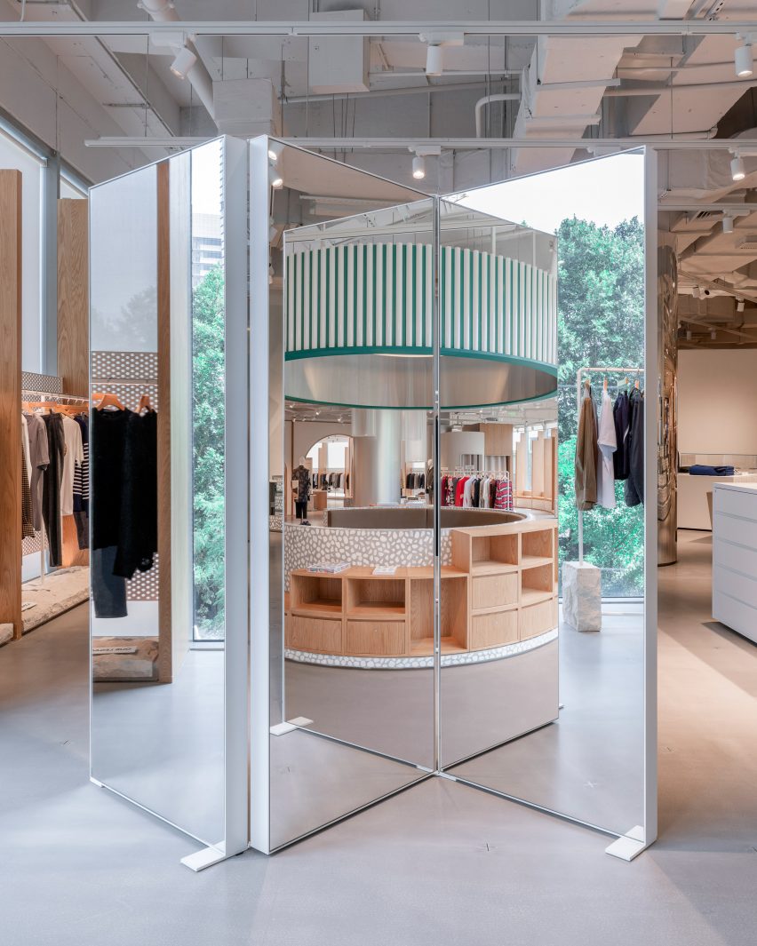 Interiors of Assemble by Réel store in Shanghai, designed by Kokaistudios