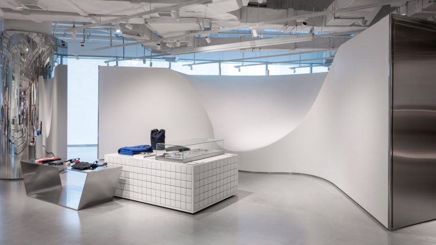 Interiors of Assemble by Réel store in Shanghai, designed by Kokaistudios