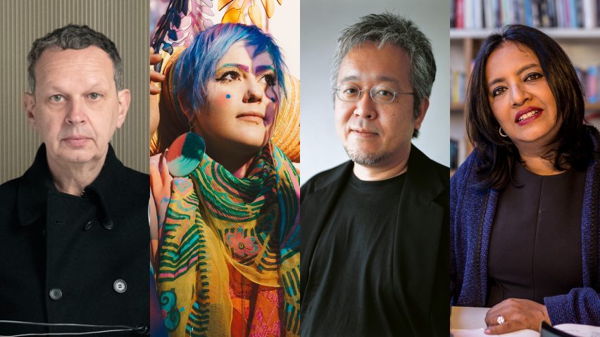 Portrait of Dezeen Awards 2019 judges Tom Dixon, Bethan Laura Wood, Kenya Hara and Sonali Rastogi
