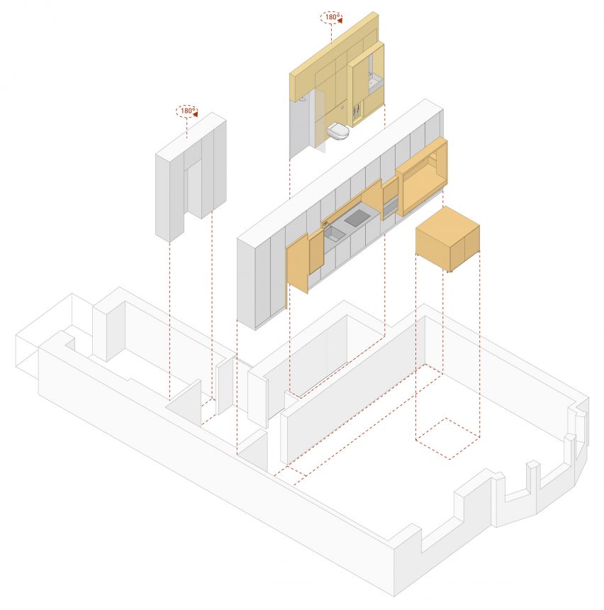 Function Walls apartment, designed by Lookofsky Architecture