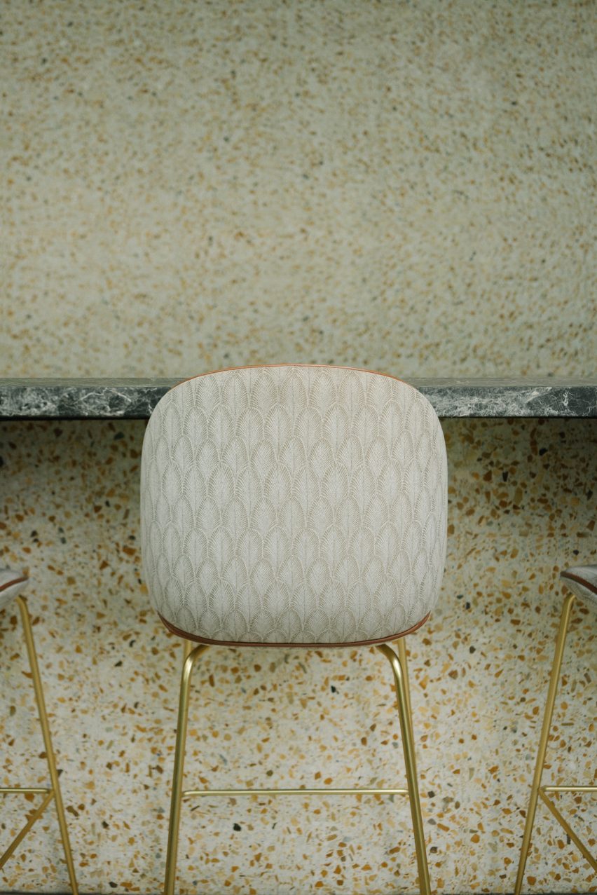Interiors of the Harlan + Holden Glasshouse cafe designed by Gamfratesi