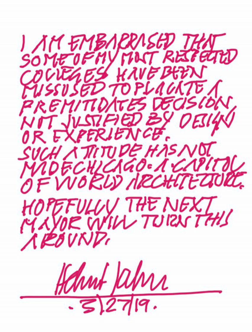 Helmut Jahn note on Chicago O'Hare airport news