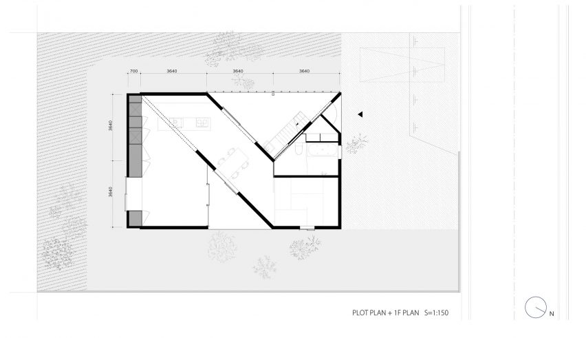 Ground floor and first floor plan of House in Sonobe by Tato Architects