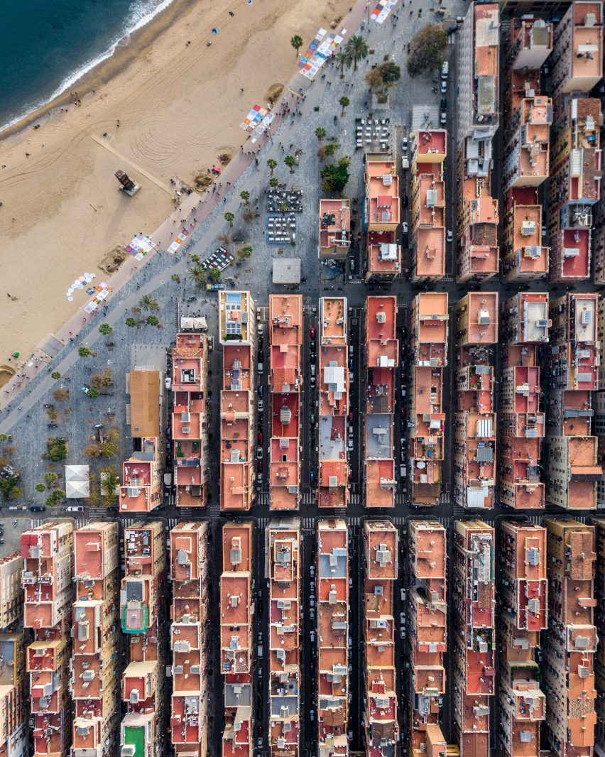 Hungarian photographer Márton Mogyorósy used a drone to capture aerial shots of Barcelona, including Rocardo Bofill's Walden 7
