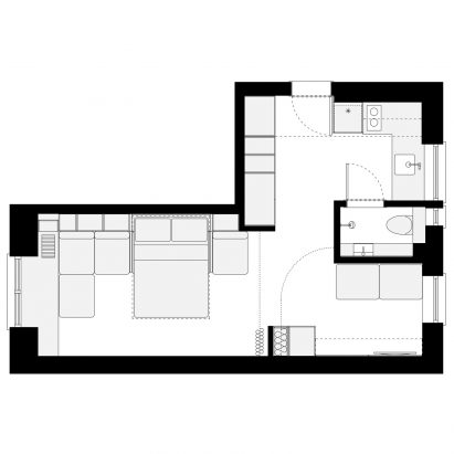 Micro apartment and micro home floor plans