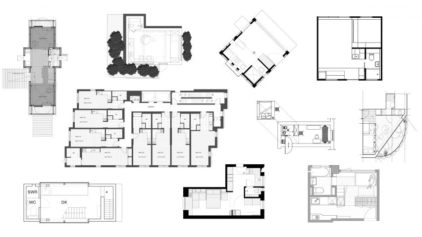 Micro apartment and micro home floor plans