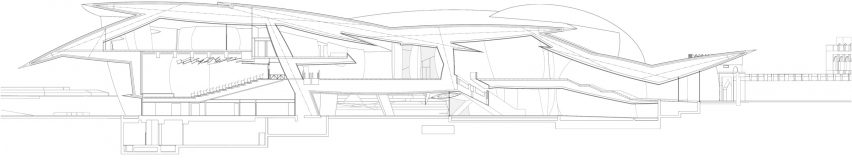 Lobby to old palace section of National Museum of Qatar in Doha by Ateliers Jean Nouvel