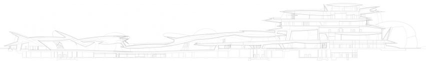 Longitudinal section of National Museum of Qatar in Doha by Ateliers Jean Nouvel