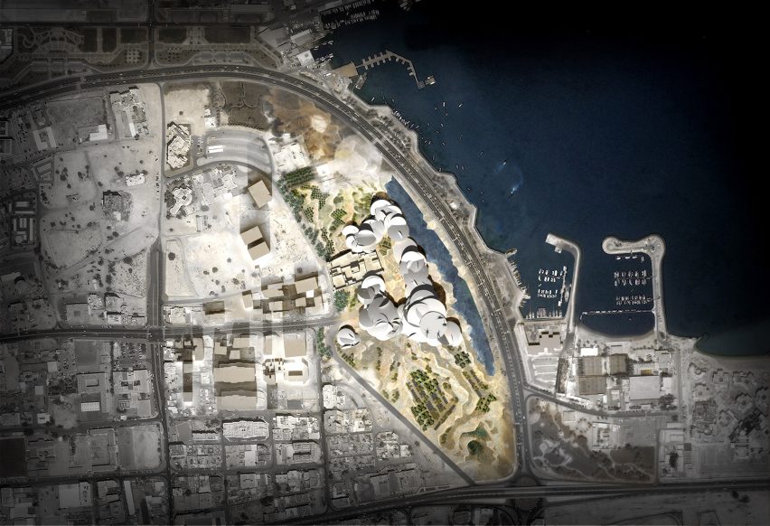 Rendered site plan of National Museum of Qatar in Doha by Ateliers Jean Nouvel
