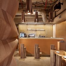 Cardboard cafe by Nudes in Mumbai is made entirely from recycled cardboard