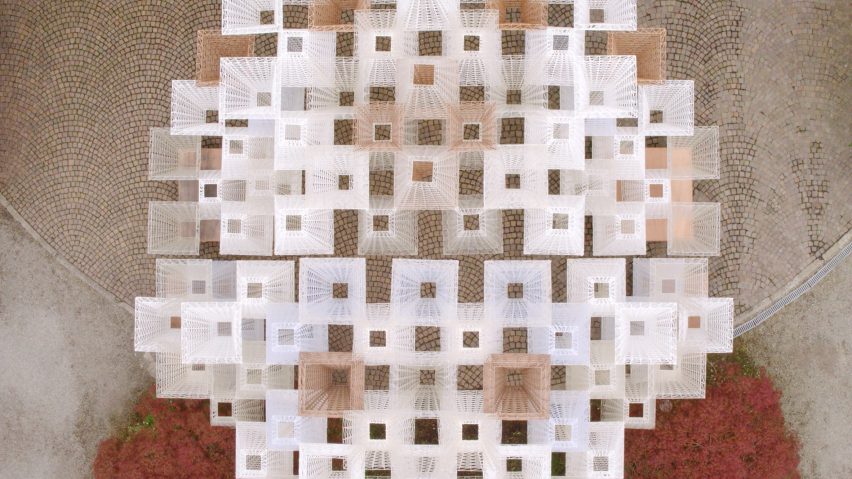 Arthur Mamou-Mani and COS create 3D-printed Conifera installation from 700 bioplastic bricks in Milanese palazzo