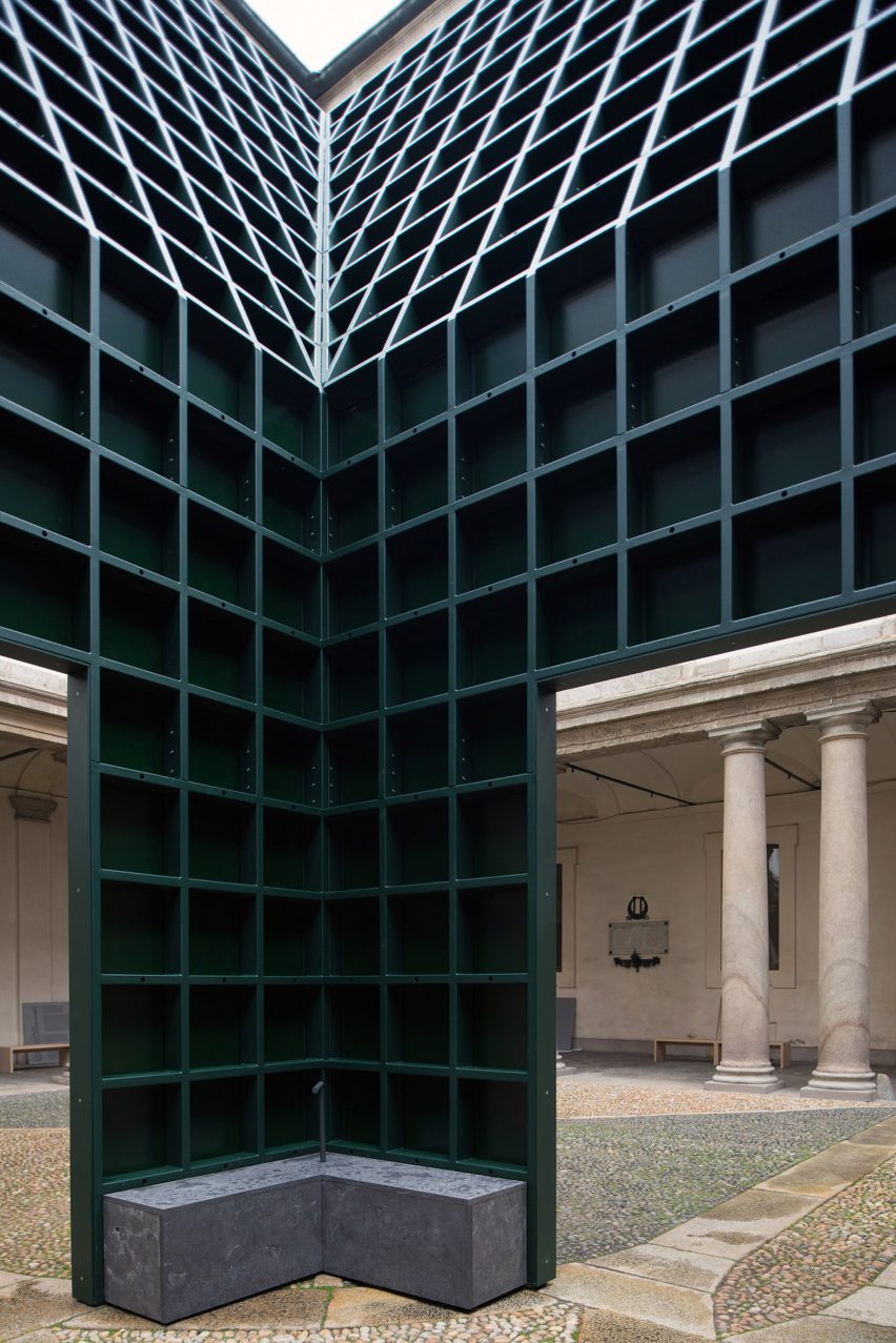 Echo Pavilion by Pezo von Ellrichshausen at Palazzo Litta in Milan