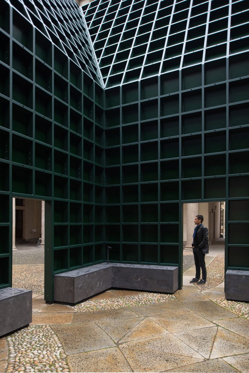 Echo Pavilion by Pezo von Ellrichshausen at Palazzo Litta in Milan
