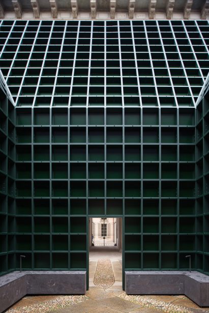 Echo Pavilion by Pezo von Ellrichshausen at Palazzo Litta in Milan