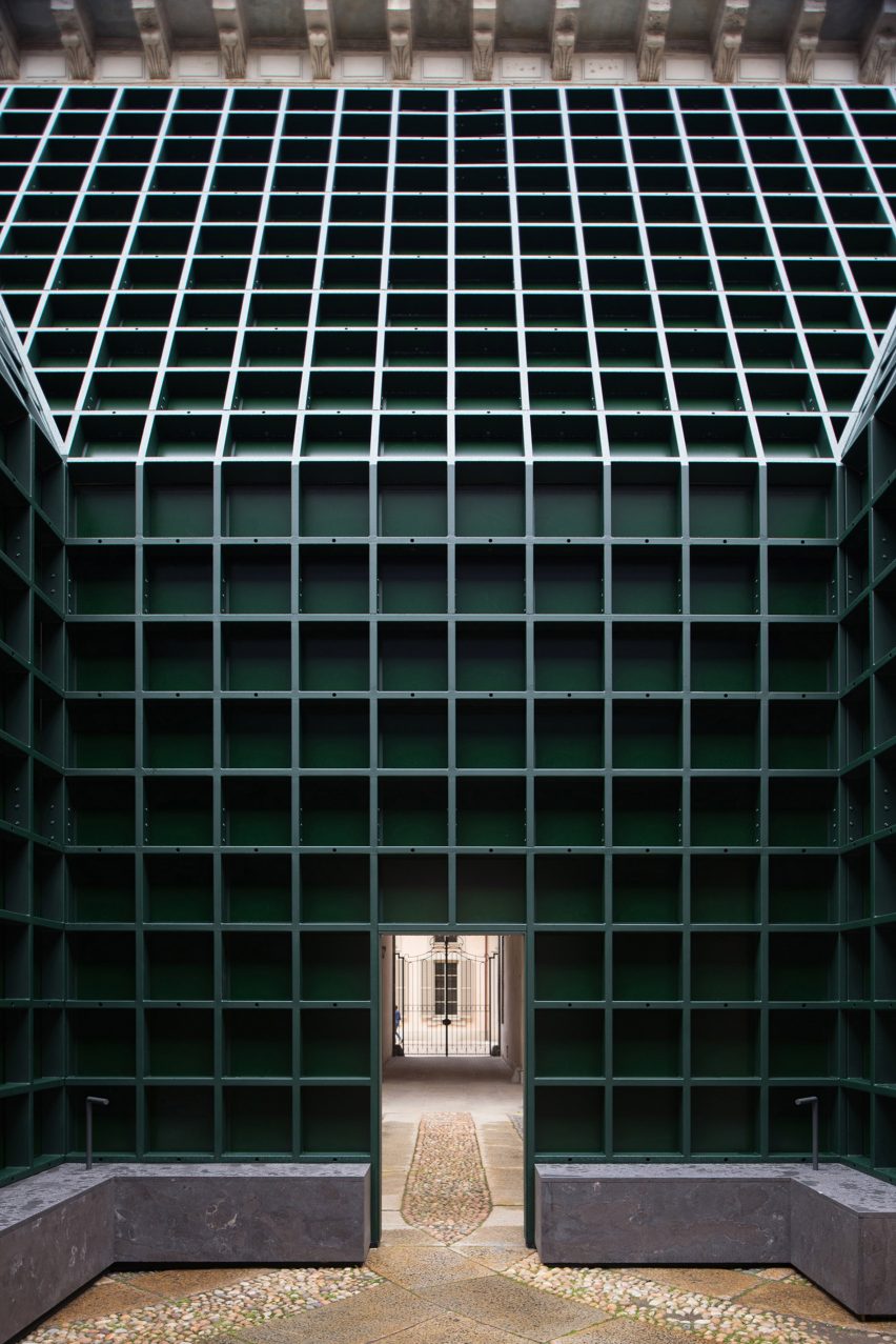 Echo Pavilion by Pezo von Ellrichshausen at Palazzo Litta in Milan
