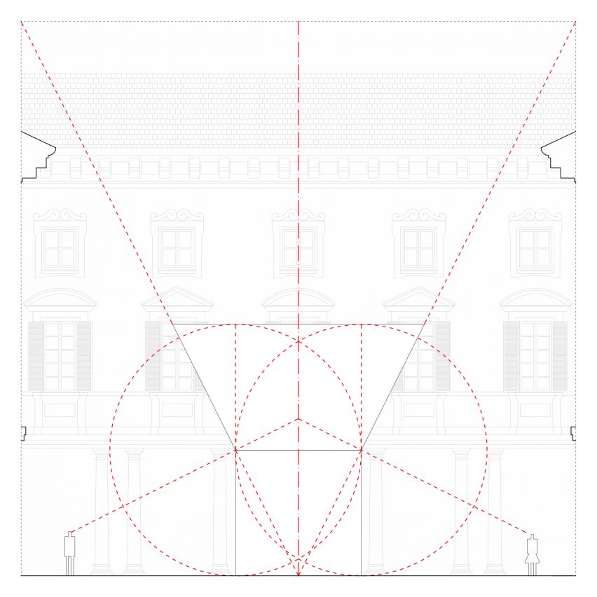 Diagram of Echo Pavilion by Pezo von Ellrichshausen at Palazzo Litta in Milan