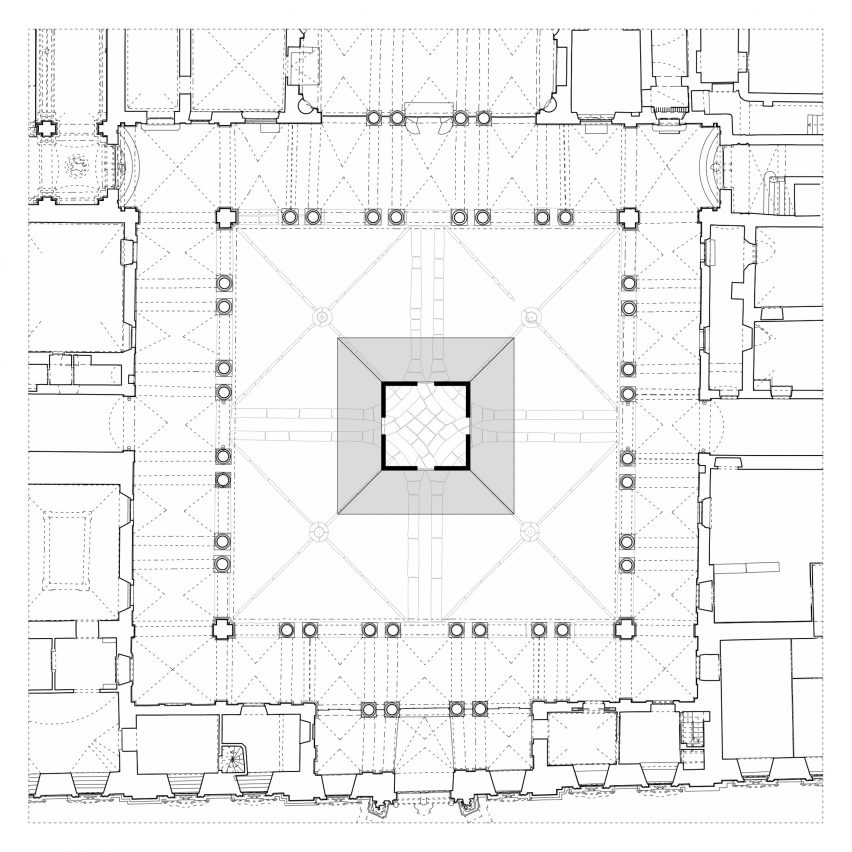 Plan of Echo Pavilion by Pezo von Ellrichshausen at Palazzo Litta in Milan