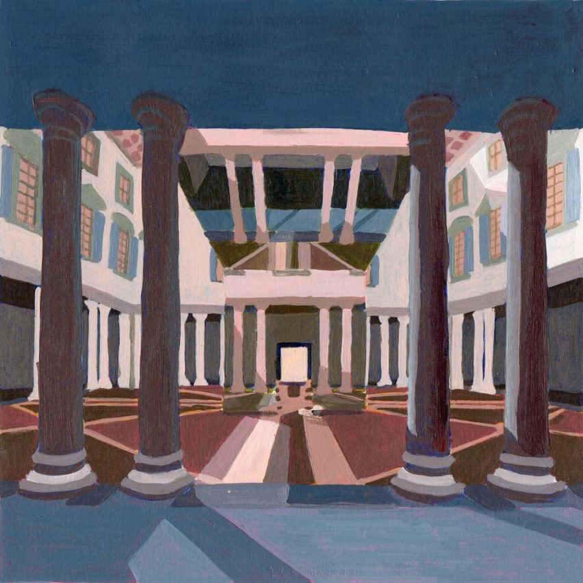 Drawing of Echo Pavilion by Pezo von Ellrichshausen at Palazzo Litta in Milan