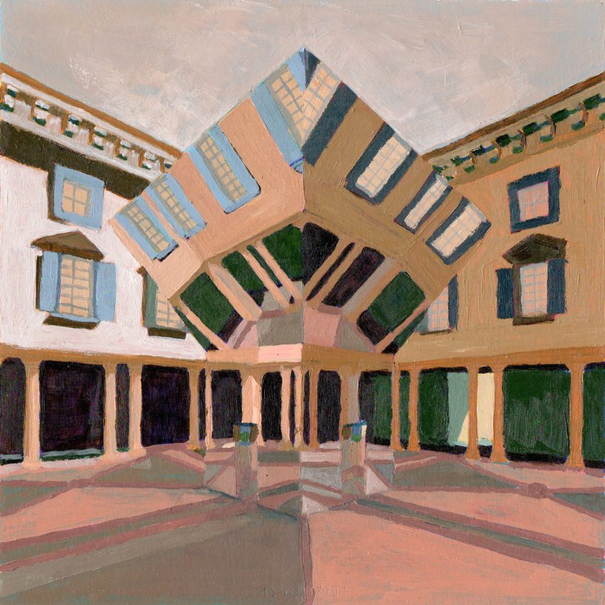 Drawing of Echo Pavilion by Pezo von Ellrichshausen at Palazzo Litta in Milan