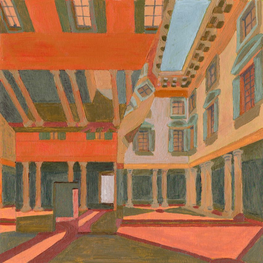 Drawing of Echo Pavilion by Pezo von Ellrichshausen at Palazzo Litta in Milan