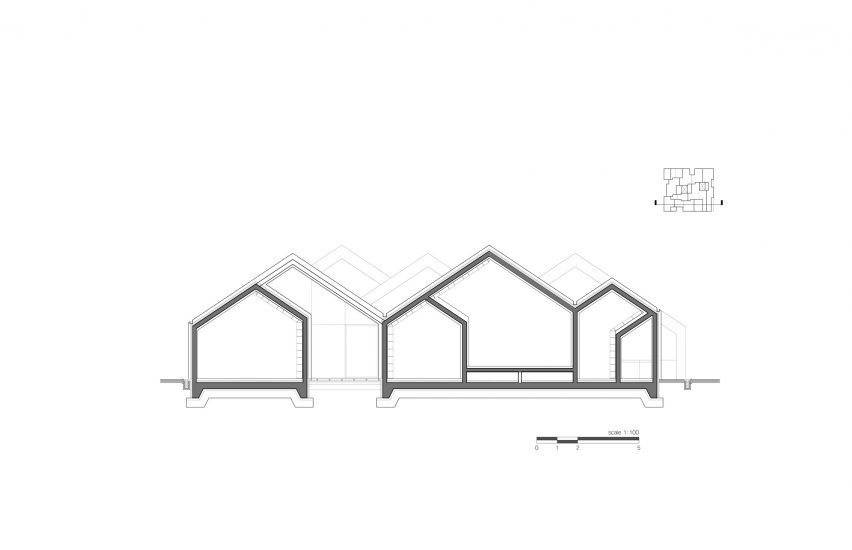 Section A-A of Hannae Forest of Wisdom by Unsangdong Architects Coorperation