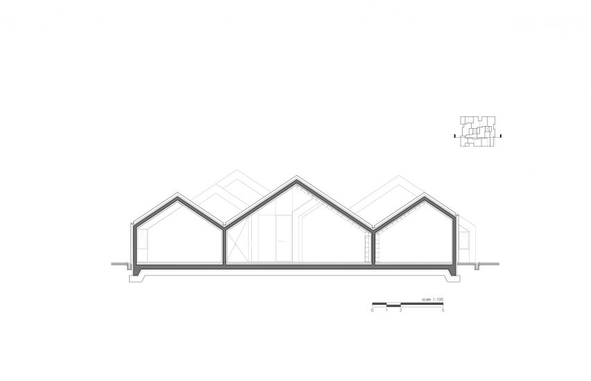 Section B-B of Hannae Forest of Wisdom by Unsangdong Architects Coorperation